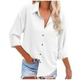 thumbnail image 2 of Rciityk Women's Button Up Shirts Fall Casual Pleated Long Sleeve Cardigan Tops Loose Turndown Collar Blouses, 2 of 6