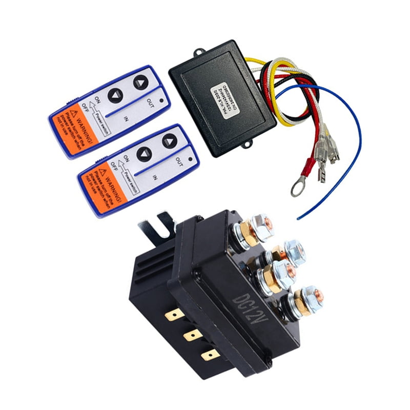 12V 500A Winch Relay 4450 Set with 2 Remote Controls + Controller + Relay Set,1 x Relay (500A) 2 x Remote Controls 1 x Controller with Wire,Black