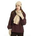 thumbnail image 2 of Glisme Hat Gloves Scarf Set Winter Women'S Wool Plus Leather Non Slip Hat Scarf Gloves 3 Piece Set For Cold Weather Beige, 2 of 4