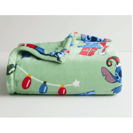 Big One Oversized Plush Disney Stitch Christmas Throw Blanket, Green 5'x6'