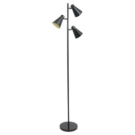 Ls Metal Floor Lamp - Tres Industrial Floor Lamp in Black and Gold by LumiSource