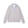 thumbnail image 4 of Lutiedan Striped Sweatshirt for Girls Fall Winter V Neck Pullover Tops Casual Long Sleeve Warm Sweatshirts Size 5-15,Gray, 4 of 6