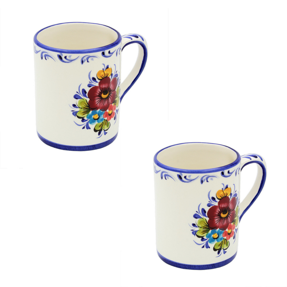 Handpainted Traditional Portuguese Ceramic Coffee Mug 151 Set of 2