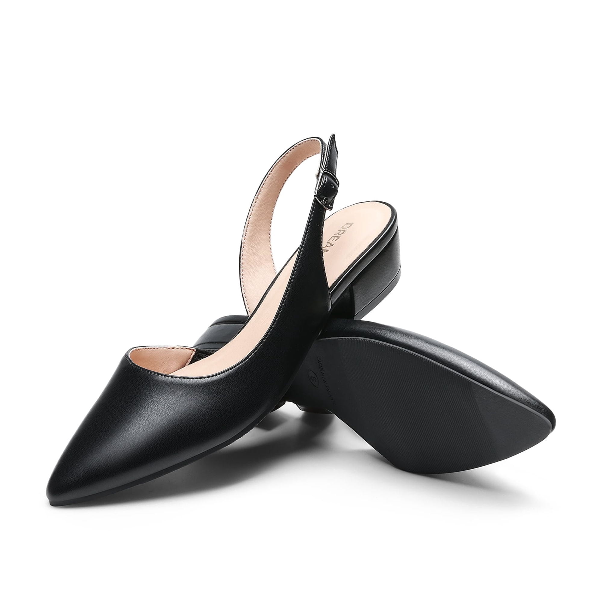 DREAM PAIRS Women's Pumps Slingback Kitten Low Block Heels Pointed Toe Wedding Party Dress Shoes for Women