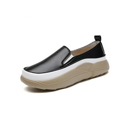 

Woobling Ladies Casual Shoes Vintage Flats Slip On Loafers Outdoor Loafer Nonslip Walking Shoe Patchwork Comfort Black 8