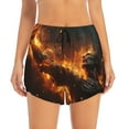 thumbnail image 2 of Hirioo Cool Fire Man for Women's Double Layer Athletic Shorts High-Performance Gym Shorts with Inner Pocket, Elastic Waistband-X-Large, 2 of 7