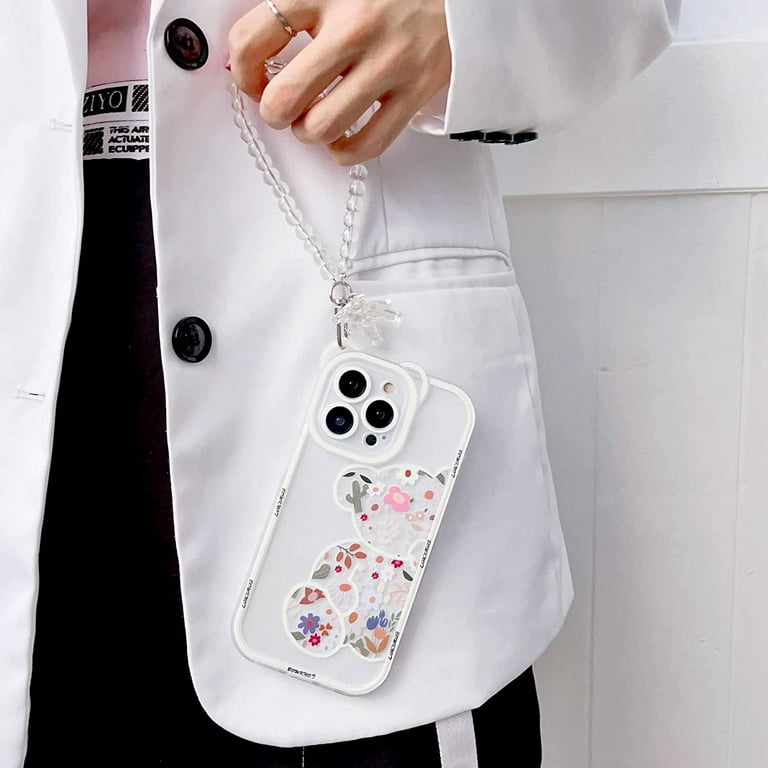 iPhone 11 Pro Max Bear Case, Cute Flowers Bear Camera