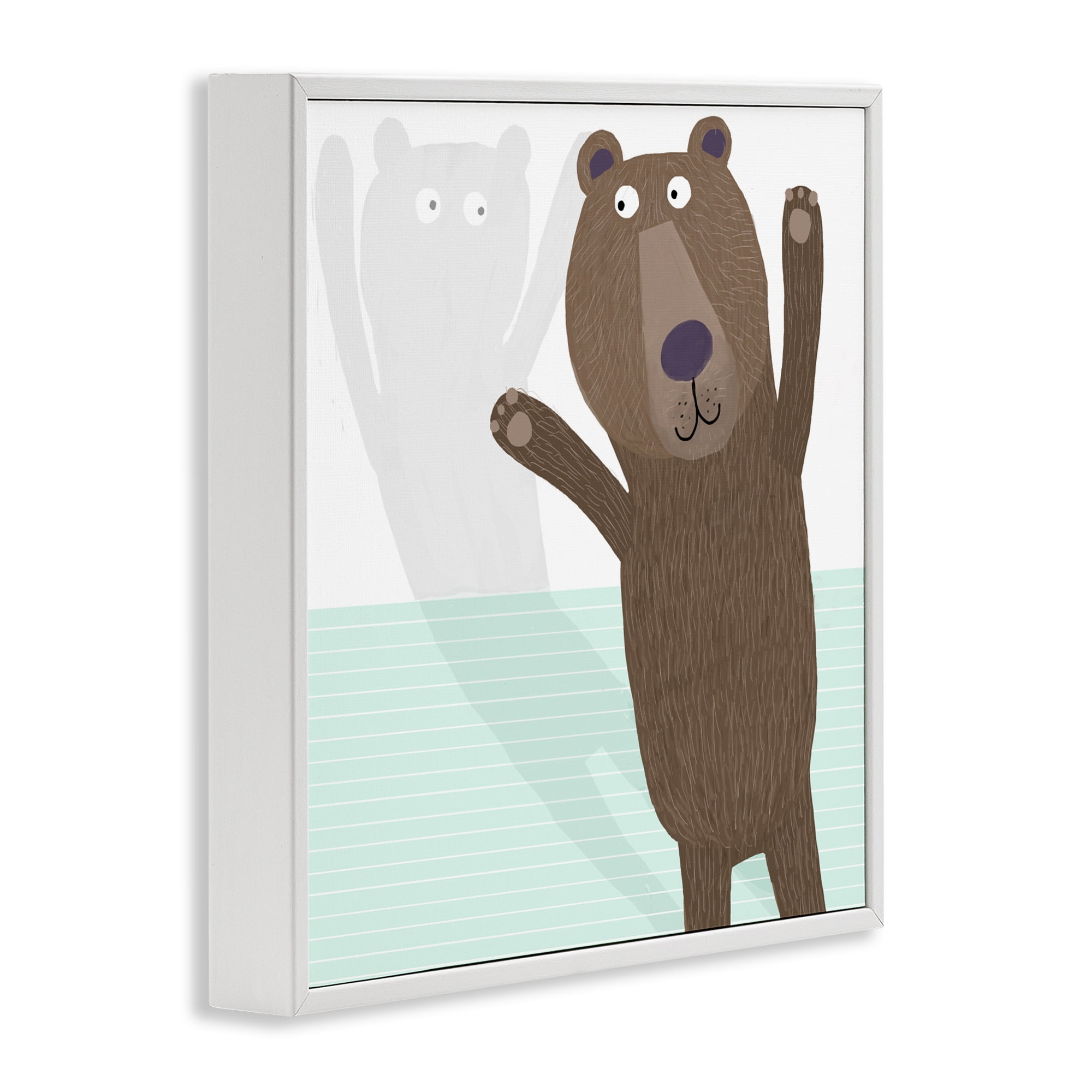 Stupell Industries Whimsical Bear Shadow White Framed Giclee Art, design by Carla Daly
