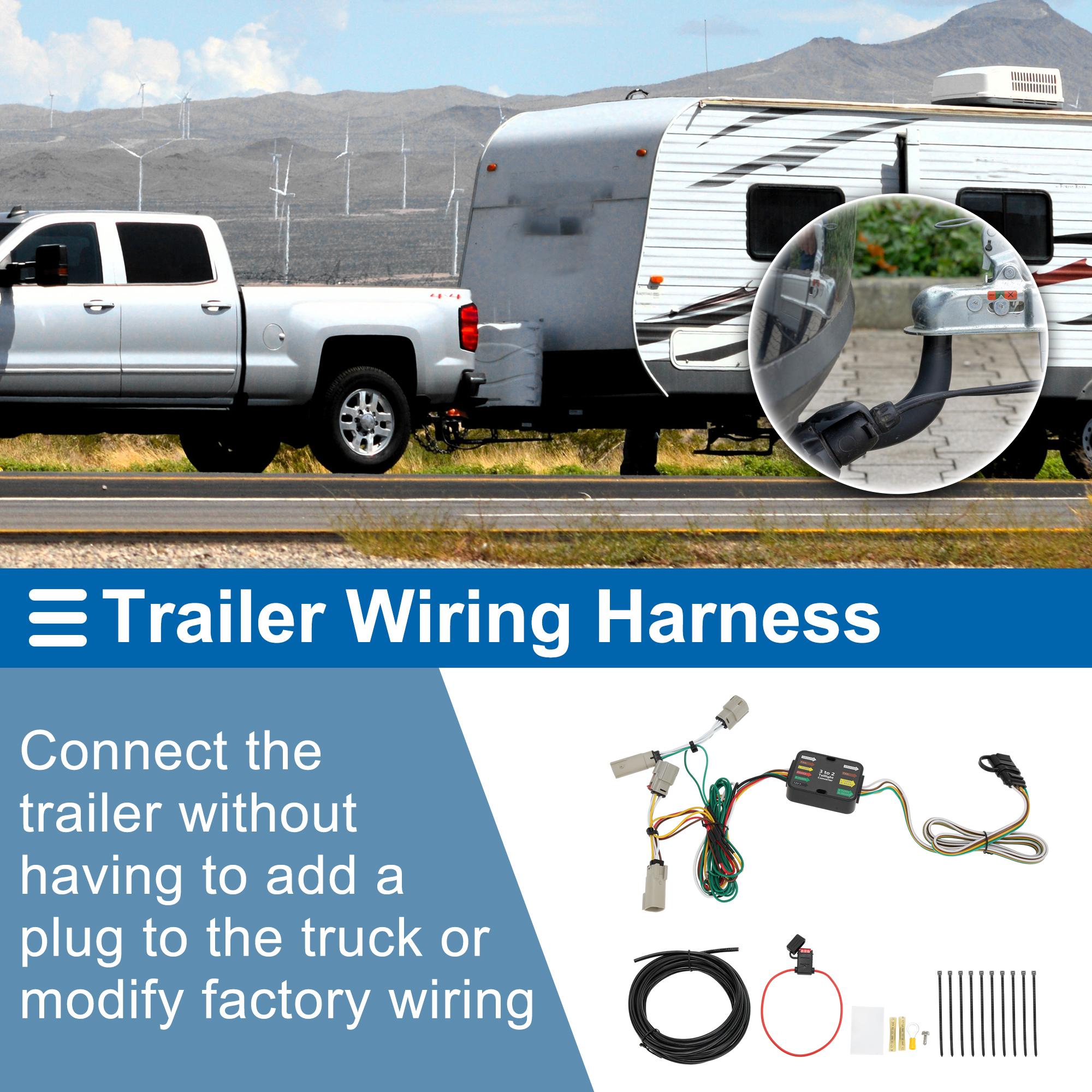 Unique Bargains 4 Pin Trailer Wiring Harness No.56436 for Ford Edge SE 2019-2024