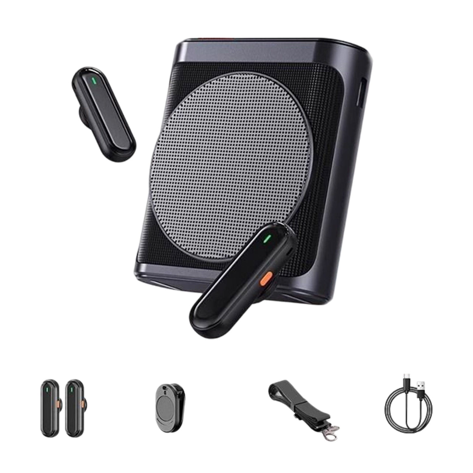 Voice Amplifier for Teachers wirh Wireless Lavalier Microphone Portable Rechargeable 2 Mics for Classroom Meetings Speeches Outdoor (black White)