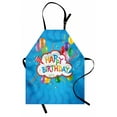 thumbnail image 1 of Birthday Apron Wavy Blue Colored Backdrop with Greeting Text Party Hats Confetti Best Wishes, Unisex Kitchen Bib Apron with Adjustable Neck for Cooking Baking Gardening, Multicolor, by Ambesonne, 1 of 3