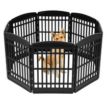 IRIS USA 34" Exercise 8-Panel Pet Playpen, Dog Playpen, for Medium and Large Dogs, Keep Pets Secure, Easy Assemble, Fold It Down, Easy Storing, Customizable, Black