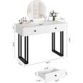 thumbnail image 3 of Vanity Desk with Mirror and Lights,Makeup Table with 2 Drawers,Adjustable Brightness & 3 Color Modes Available,40" Small Modern Vanity Desk,Girls Compact Vanity Table for Bedroom, 3 of 6
