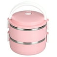 thumbnail image 4 of For Hot Food, Lunch Box, Thermal Lunch Box Stackable Hot Food Insulated Box 304 Stainless Steel Round Lunch Box Sealed Food Containers, 4 of 8