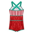 thumbnail image 4 of YONGHS Kids Girls Candy Cane Christmas Costume Sequins Stripes Cheer Dance Performance Leotard Red 12, 4 of 7