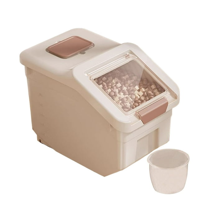 Pet Food Storage Bucket Large Capacity Transparent Sealed Food Grade Plastic Dog Cat Dried Food Snack Container Household