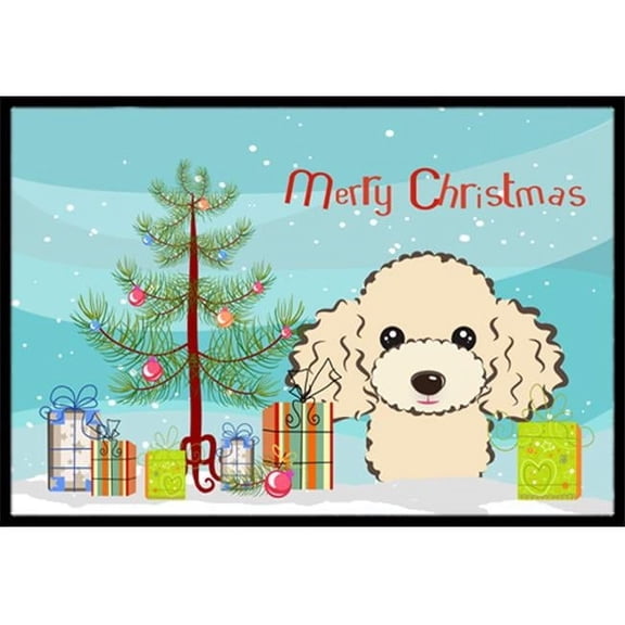 Carolines Treasures  Christmas Tree & Buff Poodle Indoor or Outdoor Mat 18 x 27
