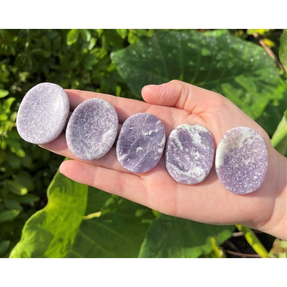Lepidolite Worry Stone (Polished Crystal Gemstone, Lepidolite Pocket Palm Stone)