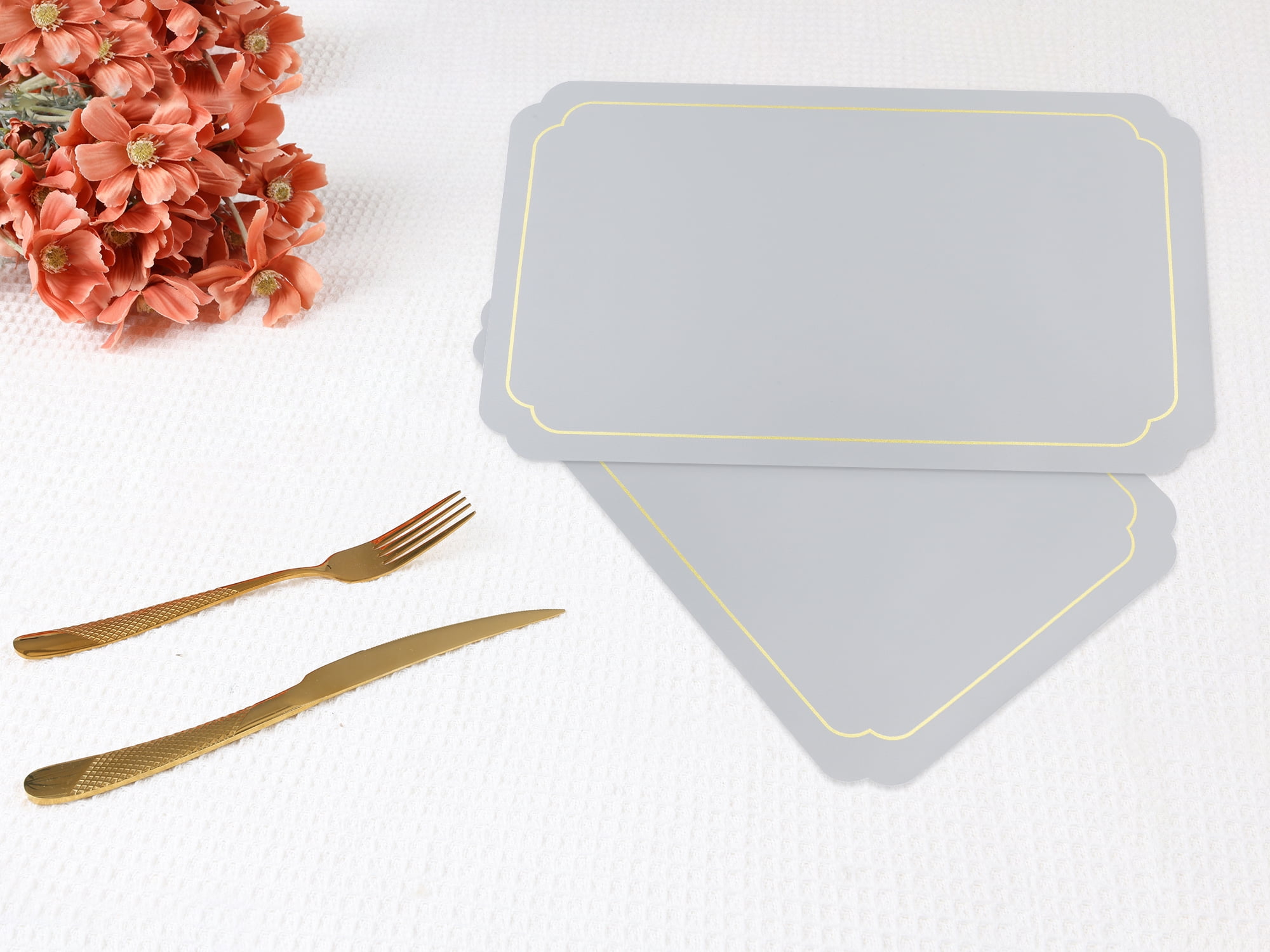 Unique Bargains Placemats Leather Placemats for Kitchen Dining Table Green Gray 18x12in