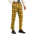 thumbnail image 4 of INSPIRE CHIC Plaid Dress Pants for Men's Slim Fit Straight Leg Formal Tartan Printed Pants 28 Yellow, 4 of 5
