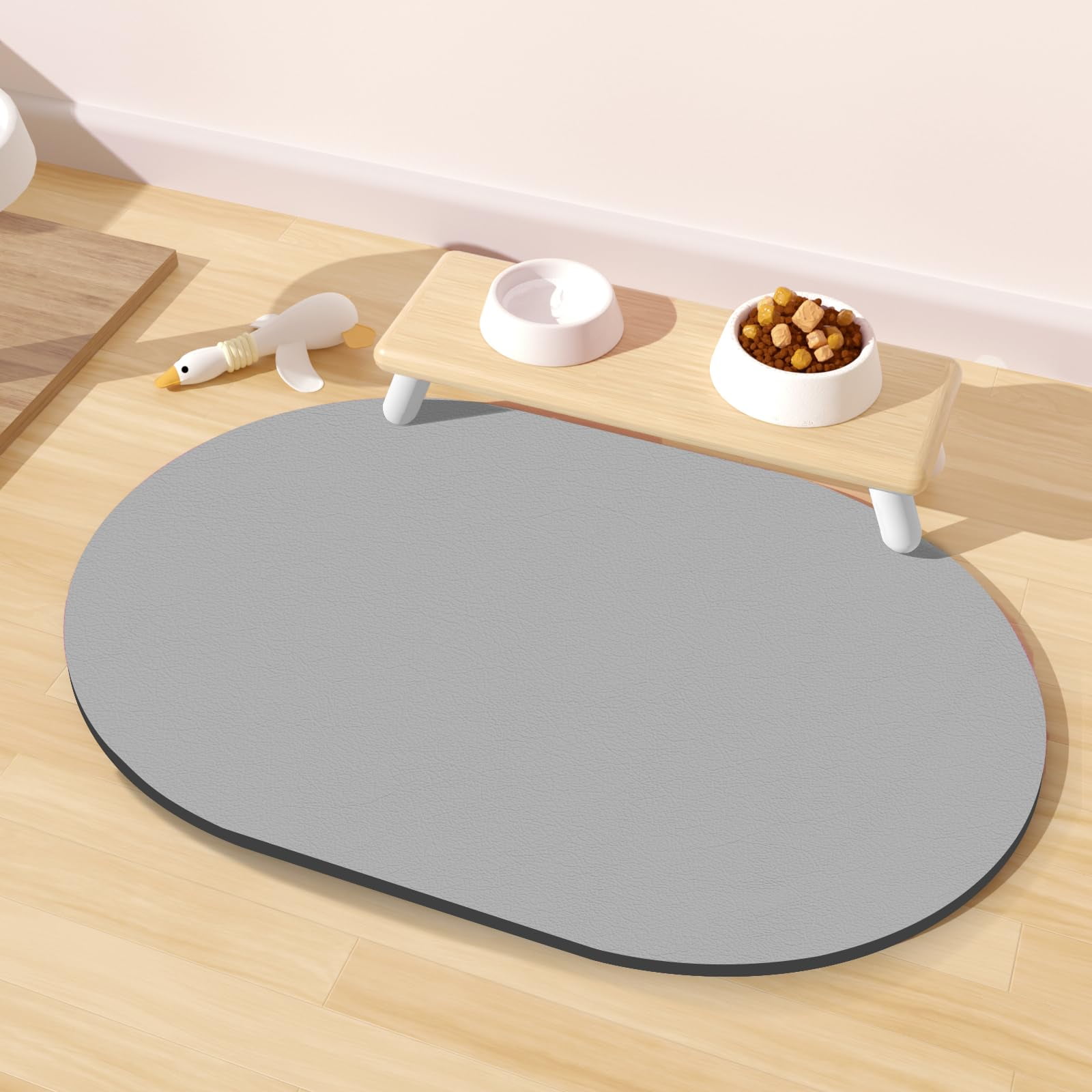 Pet Feeding Mat – 20 x12 Absorbent Dog Food Mat Pet Water Mats Protect Floor No Stains Quick Dry Bowl Mats Non-Slip Rubber Base Pets Placemats for Food and Water