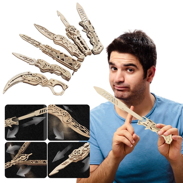 Fiudx Ofertas Flash Del Día Rompecabezas De Madera, Cuchillo De Mariposas, Cuchillo Plegable, Modelo Tridimensional, Juguete, Conjunto De Rompecabezas Para Niño