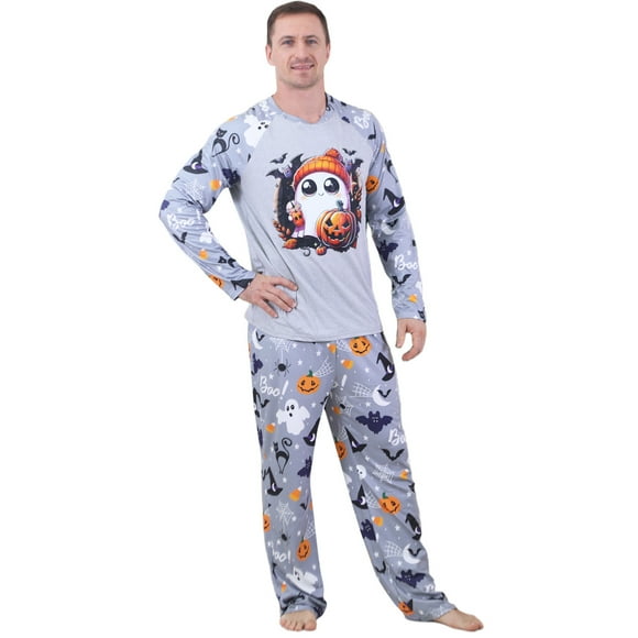 GPOECD Family Matching Halloween Pajama Set Plaid Print Sleepwear Cozy Outfit For Dad And Kids Comfort Homewear Black,XXL