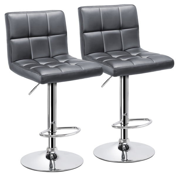 Easyfashion Adjustable Modern Faux Leather Swivel Bar Stool with