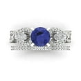 thumbnail image 2 of Clara Pucci 18K White Gold Round Cut 1Ct Simulated Tanzanite Engagement Ring + Matching Band - Luxury Box Included, 2 of 7