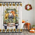 thumbnail image 2 of Shower Curtains Sets for Bathroom Decor Green Truck Sunflower on Wood Grain Waterproof Bathroom Curtain with Hooks, Black White Plaid for Bathroom Decor,72x72IN, 2 of 6