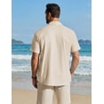 thumbnail image 4 of COOFANDY Mens Cotton Short Sleeve Button Down Shirts Casual Summer Collar Shirts Linen Men Cruise Resort Wear, 4 of 6
