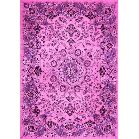 Ahgly Company Indoor Rectangle Medallion Pink Traditional Area Rugs, 3' x 5'