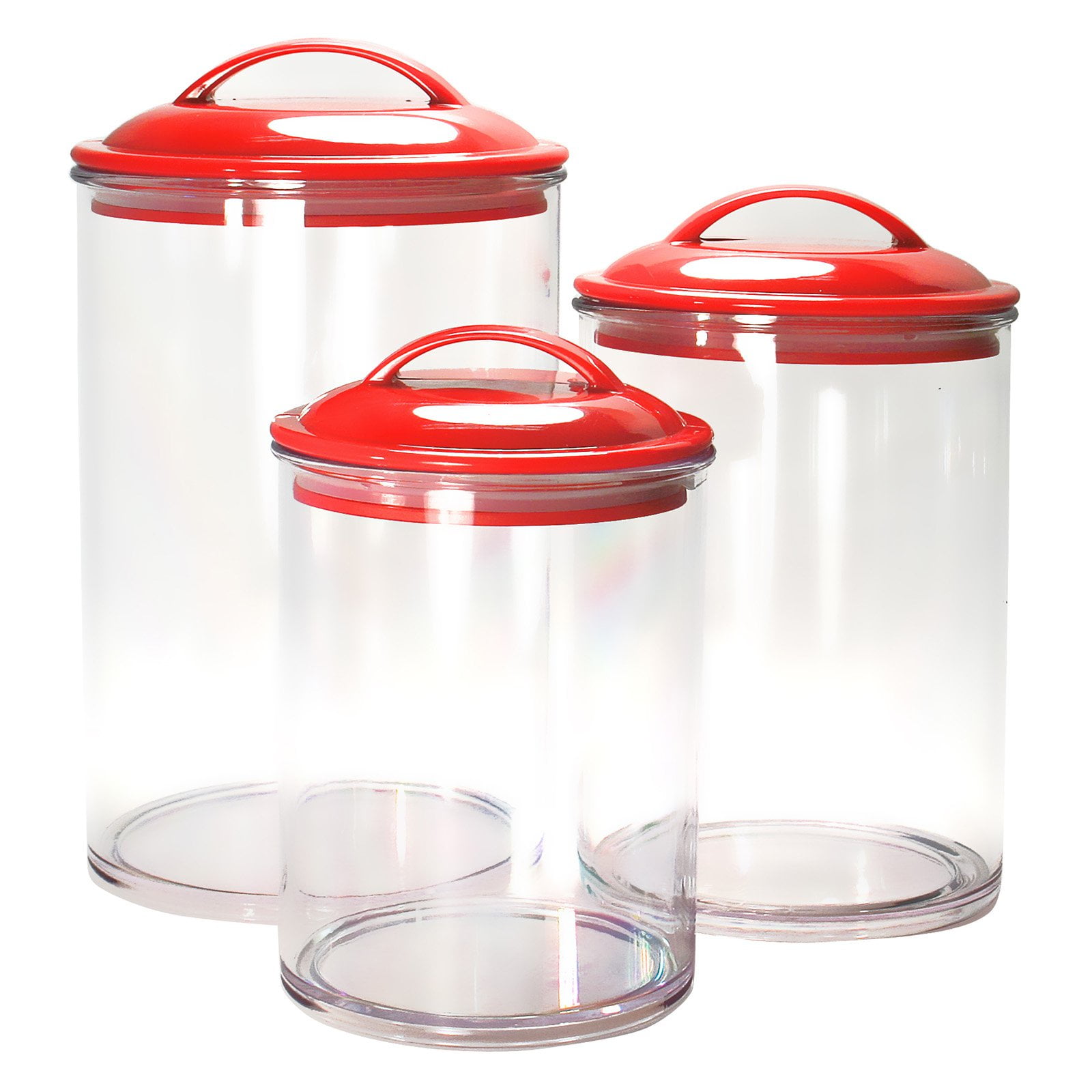 3 pc Set Large Capacity Clear Food Containers w Airtight Lids Canisters for 
