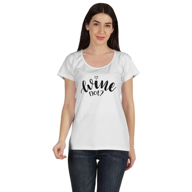 Inkmeso T-Shirt Graphique pour Femmes « Wine Not? » Drôle, Tee de Boisson, Hauts, Chandail Hilarant
