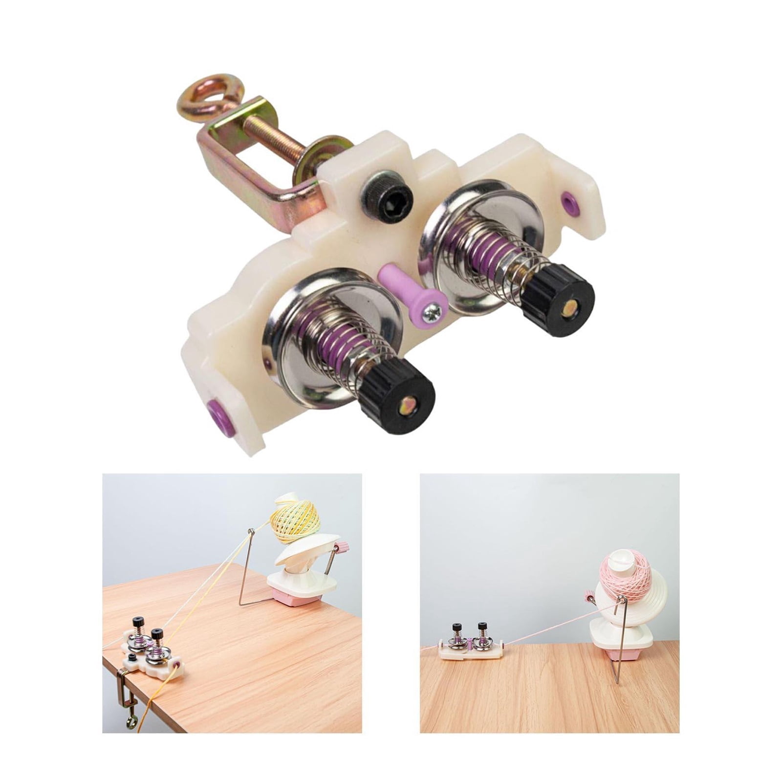 Double Ended Twist Winder Handheld Sewing Machine with A Desk Clamp Versatile Loom Tensioner Machine ,Efficiently Make Yarn Cake