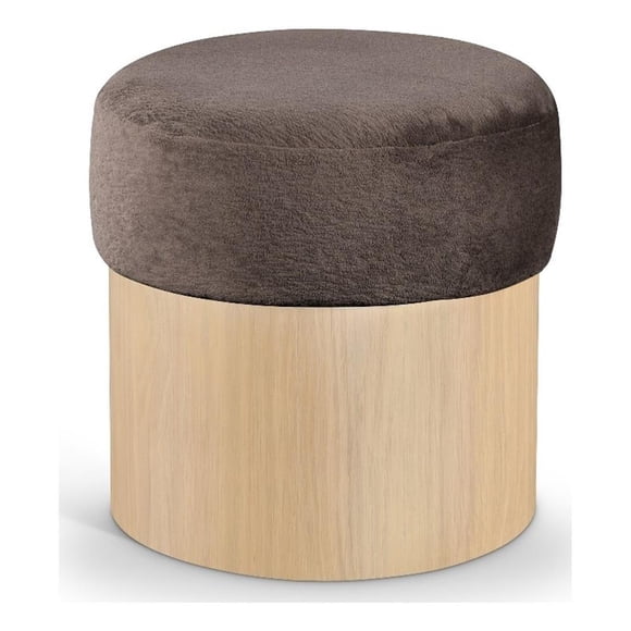 Meridian Furniture Pouf/Tabouret en Velours Brun Nimes