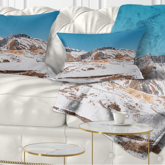 Designart Winter Mountains in Azerbaijan - Landscape Photography Throw Pillow - 12x20