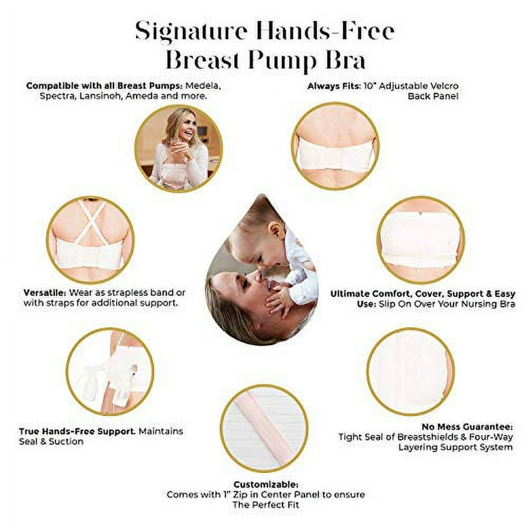 Simple Wishes L+ Hands Free Breast Pumping Bra, Signature (by Moms for  Moms), Fully Adjustable and Customizable, Reliable Tight Seal of  Breastshields/Flanges