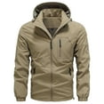 thumbnail image 2 of Sentmoon Coats Solid Color Long Sleeve Hooded Neck Jackets for Men Oversized Zipper Windbreaker Waterproof Mens Clothes Fall and Winter Delightful for Commuting and Bike Riding Khaki XXXXL, 2 of 4