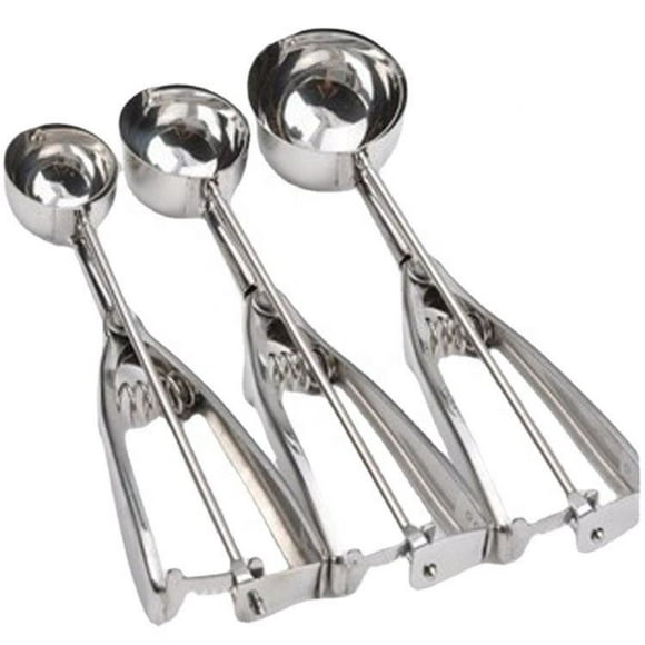 ShenMo Ice Cream Scoop Set - Small/1.5 Tablespoon, Medium/2.8 Tablespoon, Large/5.4 Tablespoon, 18/8 Stainless Steel Upgraded Cookie Scoop Set for Baking
