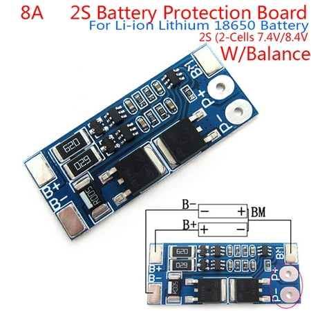 

2S 8A 7.4V balance 18650 Li-ion Lithium Battery BMS charger protection board