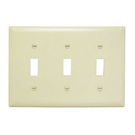 Pass & Seymour Legrand TP3-I 3-Gang Toggle Light Switch Wall Plate, Trademaster Size Cover, Unbreakable Nylon, Ivory