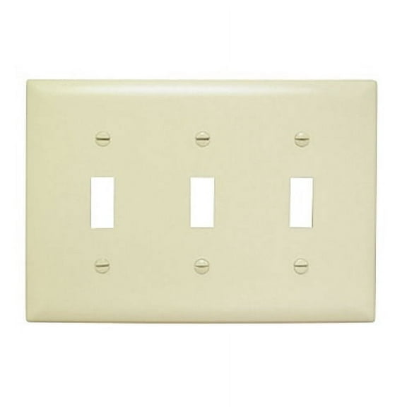 Pass & Seymour Legrand TP3-I 3-Gang Toggle Light Switch Wall Plate, Trademaster Size Cover, Unbreakable Nylon, Ivory