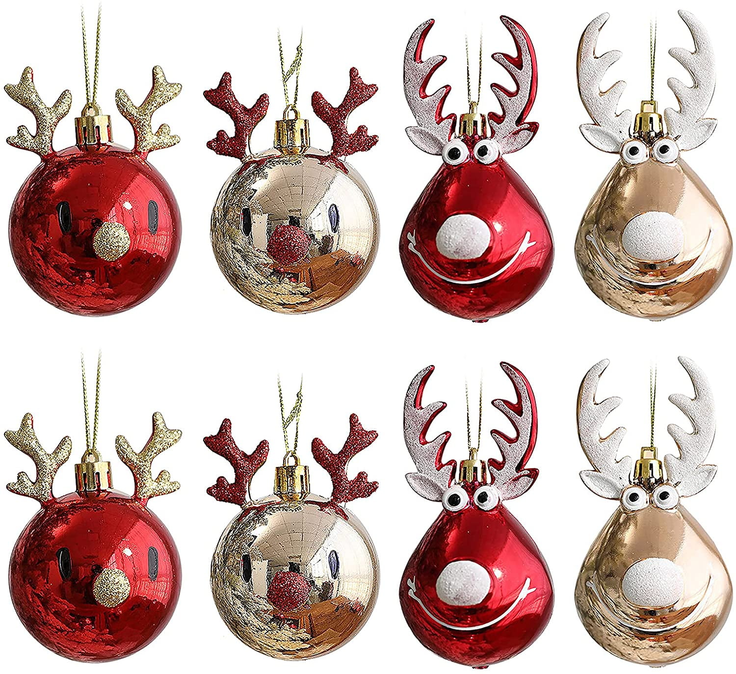 Set of 8 unbreakable Christmas balls for Christmas tree - Balls to fill -  Gold and red - Walmart.com