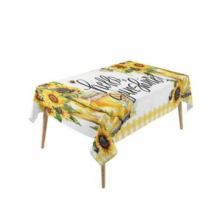 Sunflower Table Cloth Yellow Plaid Watercolor Bee Floral Waterproof Tablecloth for Rectangle Tables Reusable Washable Fabric Table Cover for Restaurant Kitchen Dining Tables 54 x108 Sunflower Table Cloth Yellow Plaid Watercolor Bee Floral Waterproof Tablecloth for Rectangle Tables Reusable Washable Fabric Table Cover for Restaurant Kitchen Dining Tables 54 x108