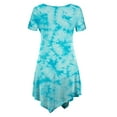 thumbnail image 2 of Made by Johnny Women's Short Sleeve All Over Tie-Dye Tunic Top M AQUA, 2 of 6