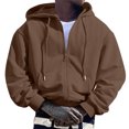 thumbnail image 2 of Mens Hoodies Pullover 2025 Fall Winter Long Sleeve Classic Plain Zip Up Hoodie with Pockets Hooded Sweatshirt, 2 of 6