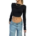 thumbnail image 3 of TRKIYQC Mujeres Crop Tops, Manga Larga Sin Espalda Casual Fiesta Calle Otoño Primavera Tops Cortos TRKIYQC moda, 3 of 10