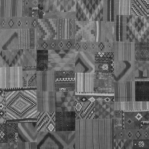 Ahgly Company Indoor Square Patchwork Gray Transitional Area Rugs, 5' Square