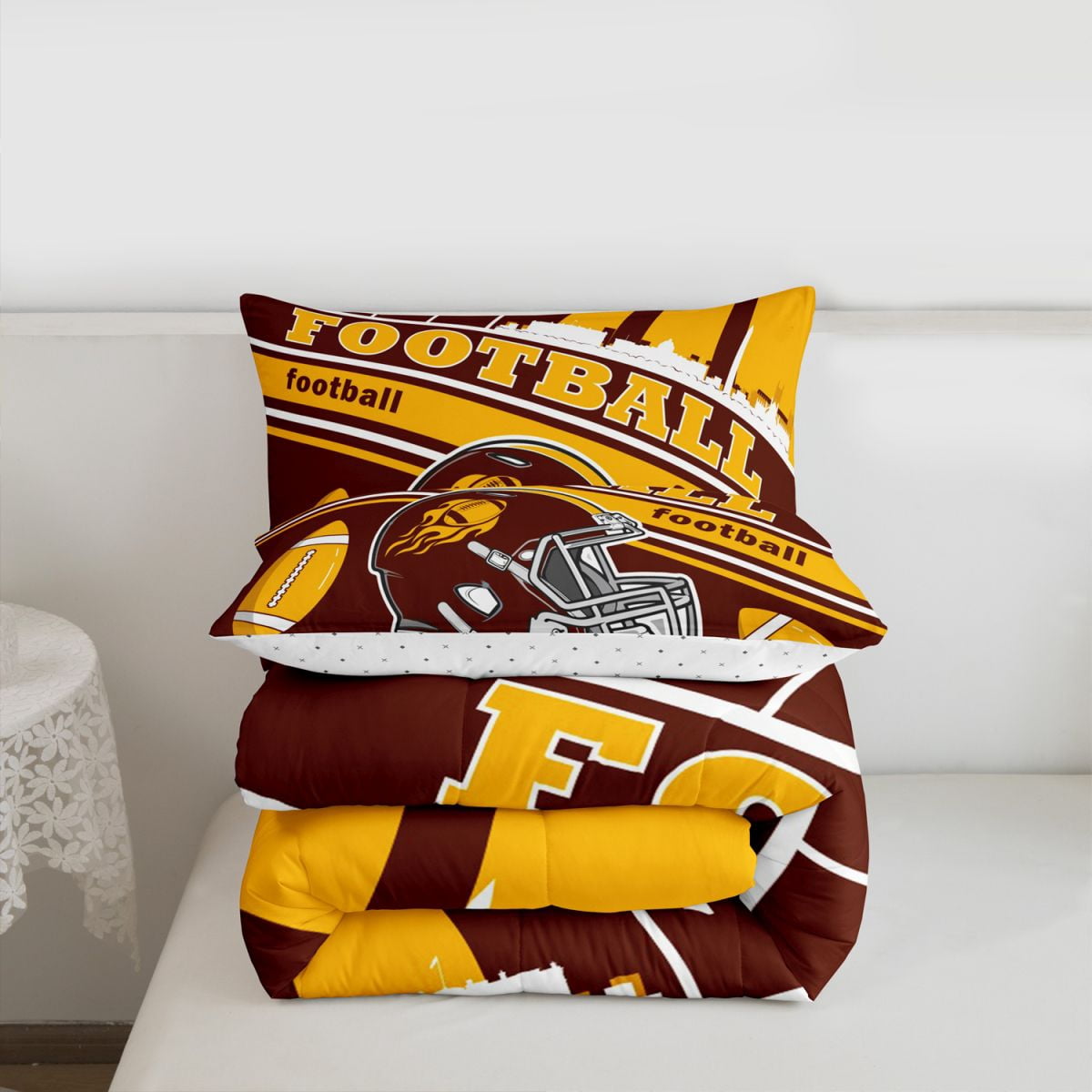Erosebridal Football Bedding Set Full Size Washington Comforter Set American Football Gifts for Football Fans Women Men Football City Comforter Rugby Sports Duvet Set
